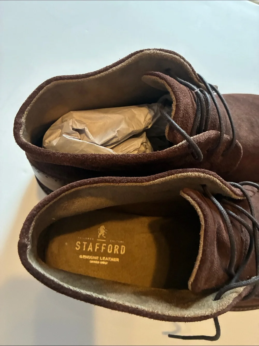 Stafford Brown Suede Chukka Boots with Red Sole Accents